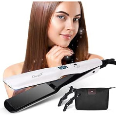 Ckeyin Straightener Широкий выпрямитель для волос Уход за волосами с очень широкими пластинами 44 мм и цифровым ЖК-дисплеем, 120–230 °C, 12 настроек темпе