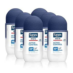 Sanex Men Active Control pretsviedru rullīšu dezodorants 50 ml, iepakojums 6, 48 stundu smaku aizsardzība, smaku noteikšanas tehnoloģija, dermatoloģiski pārbaudīts