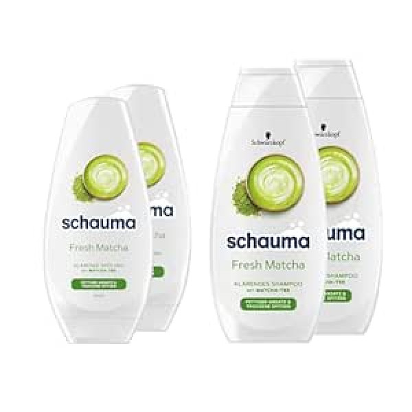 Schauma Schwarzkopf Clarifying Shampoo Fresh Matcha (2 x 400 ml) taukainām saknēm un sausiem padomiem un kondicionieris (2 x 250 ml) intensīvai kopšanai ar Matcha tējas ekstraktu