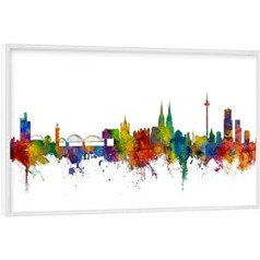 artboxONE plakāts ar baltu rāmi 75 x 50 cm Ķelne Ķelne Ķelne Vācija Skyline Krāsains