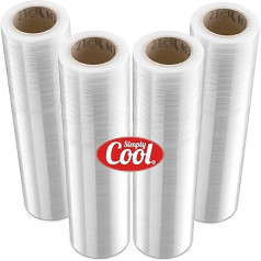 Stretch Wrap Industrial Strength 4 Pack 18 Inch x1100 SqFt | 80 gabarīta īpaši biezs (20 mikroni) caurspīdīgas plastmasas paliktņu piederumi | Izturīga pašlīmējoša ● Iepakojums ● Kustīga ● Lieljaudas saraušanās plēve