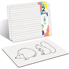 SINDO tāfele, 22,9 x 30,5 cm, trocken abwischbar, doppelseitig, einfarbig und liniert, persönliches Whiteboard für Zuhause, Büro, Klassenzimmer, ideales trocken abwischbares Board für Kinder (komplekts