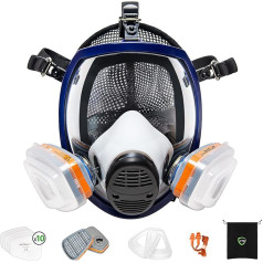 AirGearPro G-750 respiratora maska, pilna maska ar A1P2 filtru, pretmiglas, pretgāzes, pretputekļu maska, gāzmaska, ideāli piemērota krāsošanai, kokapstrādei, celtniecībai, slīpēšanai, izsmidzināšanai, ķimikālijām, DIY