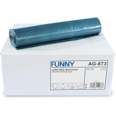 Funny LDPE Regenerated Bin Bags, Blue, Rolled, 120 L, Type 100, Pack of 150
