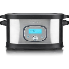 Heinrichs sous-vide cooker for gentle, healthy and precise cooking of food thanks to electronic temperature control 45 °C - 90 °C in 1 °C increments, LCD display, brushed stainless steel/black