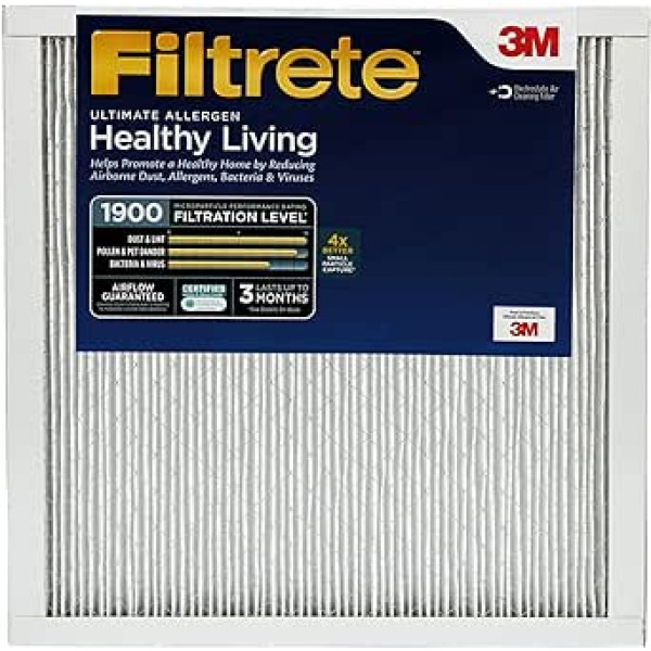 Filtrete 16x16x1 gaisa filtrs, MPR 1900, MERV 13, Healthy Living Ultimate Allergen 3 mēneši salocīts, 1 collas gaisa filtrs, 6 filtri