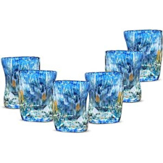 Gocce di Murano 6 Goto glāžu komplekts, kas izgatavots no mutē izpūsta Murano stikla, 300 ml, roku darbs, krāsains, 6 elegantu un dārgu ūdens glāžu iepakojums (ūdens, 6)