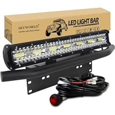 SKYWORLD 50.8 cm 420 W LED Work Light Bar 12 V 24 V Spot Flood Combination Beam Additional Headlight with Black License Plate Holder Toggle Switch Wiring Harness Kit for Truck Car ATV SUV 4x4 Truck