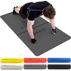 Large Exercise Mat - Extra Wide and Extra Thick Yoga Mat (183cm x 80cm x 10mm), TPE Fitness Mat with Free Carry Straps, Perfect for HiiT Home Workout and Pilates - 