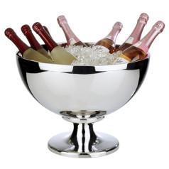 APS 36076 Champagnerkühler -CHAMPION-, Ø 44 cm, augstums: 32 cm, 15 litri, 18/8 Edelstahl hochglanzpoliert, doppelwandig Fuß Ø: 25 cm