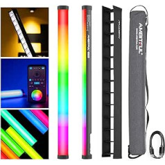 AMBITFUL A2PRO pilnkrāsu RGB caurules gaisma, CRI 95 TLCI 97 precīza krāsa, 2500K-8500K regulējama, RGB CCT HSI režīms, 26 Fx gaismas efekts, lietotņu vadības atbalsts, regulējams spilgtums (A2PRO)