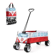 Offizielles VW-Lizenzprodukt, Faltbarer Campingwagen, Faltbarer Strandwagen, Multi-Terrain-Räder für Festivals und Gartenarbeit, Titanrot