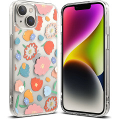 Ringke iPhone 14 Fusion Design Floral bruņu maciņš ar gēla rāmi, caurspīdīgs