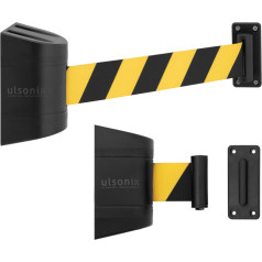 Brīdinājuma barjeras lente sienas kasetē, 2 m, dzeltena un melna