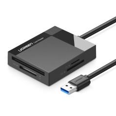 Atmiņas karšu lasītājs SD / micro SD / CF / MS USB 3.0 spraudnis 1m - melns