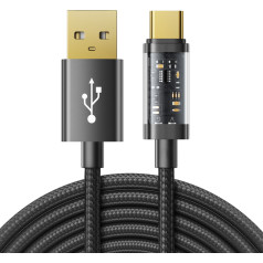 USB - USB-C kabelis uzlādei un datu pārraidei 3A 2m melns