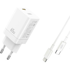 XO CE10 PD Tīkla Lādētājs USB-C 65W + USB-C - Lightning Kabelis