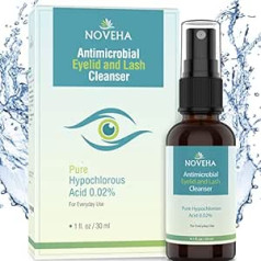 ‎Noveha Antimicrobial Eyelid and Eyelash Cleanser | Effective Relief of Irritation, Dry Eyes, Eye Burns and Blepharitis, Pure and Gentle Spray with 0.02% Hypochlorous Acid, 30 ml