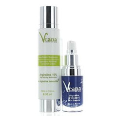 ‎Veana Argireline 10% Cream + Serum (50 ml + 15 ml) var samazināt grumbas un sejas grumbas, acu un lūpu grumbas, grumbas - argirelīns, C vitamīns, hialuronskābes pastiprinātājs barošanas komplektā.