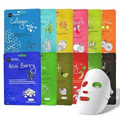 Lubex DKvee Facial Face Mask (12 Sheets) Classic Korean Skincare | Lighten, Moisturize, Tighten Skin | Diminish Dark Spots & Circles | Whiten, Brighten, Balance Pigmentation