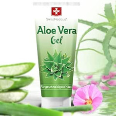 Swissmedicus Aloe Vera Gel - 200 ml - Dabīgs, Seja - Mati un ķermenis - Ideāli piemērots saules apdegumu novēršanai - Ādas izsitumi - 100% alvejas sulas ekstrakts, 200 ml