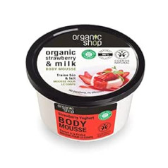 Organic Shop ķermeņa putas zemeņu jogurts organiskais zemeņu un piens 250 ml