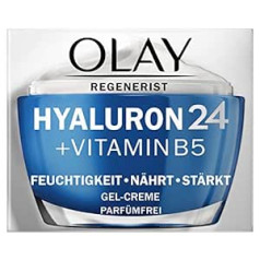 Olay Regenerist Hyaluron 24 dienas krēms (50 g) ar hialuronskābi, vitamīnu B5 un niacinamīdu, sieviešu sejas krēms, mitrinošs starojošai ādai, bez smaržvielām