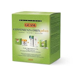 Guam , Algenfango Guam Dren Plus Convenience Set, Treatment with Algae fango Guam Dren Plus 500 g + Mud Cream Dren 200 ml + 30 Sachets Britannia Dren Plus Dietary Supplement, Made in Italy