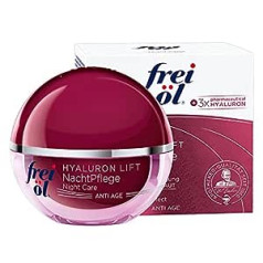 Frei Öl bezmaksas eļļa ANTI AGE HYALURON LIFT nakts kopšana, nakts krēms ar 4-kārtīgu anti-age efektu, aktivizē šūnu atjaunošanos, sejas krēms, 50 ml