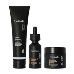 Buttah. By Dorion Renaud Buttah Skin Transforming Kit with New CocoShea Revitalising Cream for Melanin-Rich Skin, CocoShea Revitalising Cream, 57 ml, Vitamin C Serum 28 ml, Buttah Cleanser 96 ml, Black