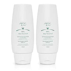 Aloe Line Organic Aloe Vera Gel 99% - Moisturiser for Skin & Hair - Without Fragrances & Dyes - Vegan - Relieves Skin Discomfort & Regenerates Skin (2 x 150 ml)