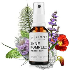 Zimply Natural ® pūtīšu kompleksais aerosols, augu izcelsmes līdzeklis pret pūtītēm, pūtīšu un melngalvju dabiska ārstēšana, bezhormonu ārstniecības augu maisījums - dabīgs, maigs, vegānisks, 30 ml izsmidzināms līdzeklis