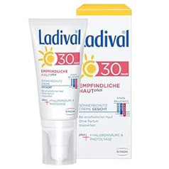 Ladival Sensitive Skin Plus sauļošanās krēms sejai SPF 30 sauļošanās krēms bez smaržvielām bez krāsvielām un konservantiem, ūdensizturīgs 50 ml