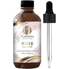 Florona Rose Premium kvalitātes smaržu eļļa - 118,3 ml - 100% tīra un dabiska organiskā rožu eļļas ēteriskā eļļa, rožu aromterapijas eļļa difuzoram, vannai, rožu masāžas eļļas