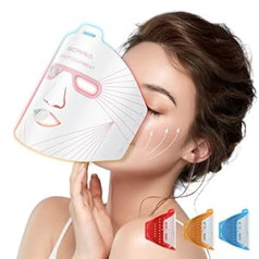 Iborria LED Face Mask with Red Light Therapy, LED Mask Light Therapy for Face and Skin, 3-Colour LED with Near Infrared Light, Care Device for All Skin Types, Home (White) for Anti-Ageing, Wrinkles