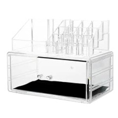 Minkissy Box Cosmetic Storage Box Kumode Glabāšanas organizators Caurspīdīga displeja kaste Juvelierizstrādājumu organizators Paplāte Kosmētikas otu uzglabāšanas kaste Caurspīdīga kosmētikas kaste