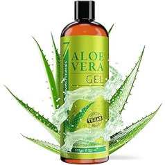 Seven Minerals Aloe Vera Gel 99% Organic, 355 ml – Oeko-Tex Test Very Good – 100% dabīgs, tīrs un bez smaržvielām (bez alkohola, bez smaržām/tualetes aromāta) – unikāla vegānu formula bez ksantāna – izgatavota no īstas