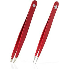 Rubis Tweezers Set – Includes Rubis Eyebrow Tweezers Swiss and Rubis Splitter Tweezers