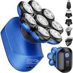 Bald Razor Men's Electric with 8 Shaving Heads, 5-in-1 Electric Shaver, 8D Flex Heads Head Shaver for Baldness, Face, Body, Wet & Dry Razor, 180 Minutes Running Time, Gift Man