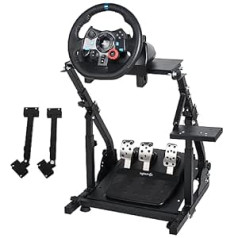 Anman Racing stūres rata statīvs, augsta stabilitāte ar divu roku dizainu, statīva augstums un regulējams pārnesumu svira, spēļu rata statīvs, saderīgs ar Logitech G920 pārnesumu sviras pedāļiem, nav iekļauts