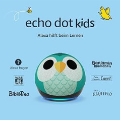 Echo Dot Kids (5. ģen., 2022) | Viedāks WLAN un Bluetooth-Lautsprecher ar Alexa | Speziell für Kinder, mit Kindericherung | Eulen-Dizains