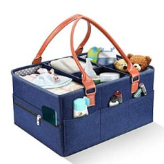 Baby Nappy Caddy Organiser Changing Table Portable Felt Baby Nappy Bags Car Travel Storage Basket Nappies Storage Box for Nappies, Baby Wipes, Kid Toy, Baby Shower Gift Basket