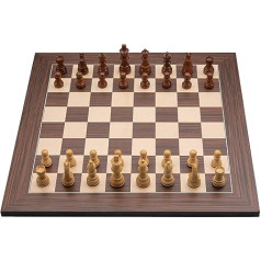 Luksusa inkrustēts koka šaha komplekts ar šaha figūriņām (40 cm x 40 cm, brūns)