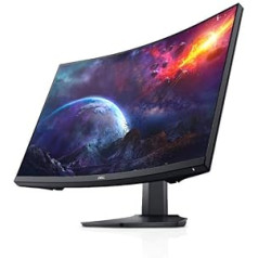 Dell S2721HGF, 27 collas, spēļu monitors, izliekts, Full HD 1920 x 1080, 144 Hz, 1 ms, VA pretatspīduma, 16:9, NVIDIA G-SYNC, regulējams augstums/noliecams, HDMI 1.4, DP1.2, austiņas Ārā, Melns