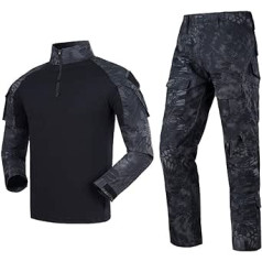 Men's Tactical Suit Combat Shirt and Pants Set Long Sleeve Rip-Stop Uniforms 1/4 Zip Airsoft Clothing War Game Army Multicam Military Paintball BDU Hunting Shooting Camo Gear