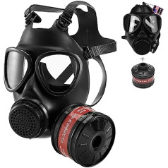 RANKSING Respirator Mask Full Face Reusable Gas Mask with P-A-2 40 mm Activated Carbon Filter Canister Black Rubber Russian Mask for Industrial Home Use and Survival
