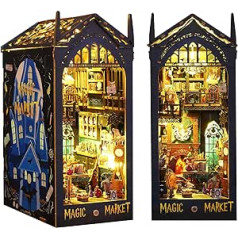 Cuteefun DIY Miniatūru leļļu namiņš, Book Nook DIY, Grāmatu stūris Grāmatu skapja ieliktnis, Dekorācija Izveidojiet savu amatniecības māju modeļa dzimšanas diena (Magic Bazaar)
