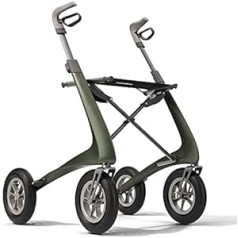 byACRE Carbon Overland/All Terrain Carbon Rollator/Большие амортизирующие пневматические шины/6,7 кг Легкий/Складной с сиденьем/Defender Green