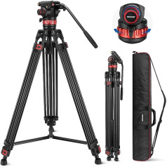 NEEWER 74 collu Pro video statīvs ar šķidru galvu, pilnībā metāla augstas veiktspējas ātrās nolaišanas plāksne, savietojams ar DJI RS Gimbals Manfrotto, elastīgs 360° grozāms un +90°/-75° slīpums ar regulējamu amortizāciju