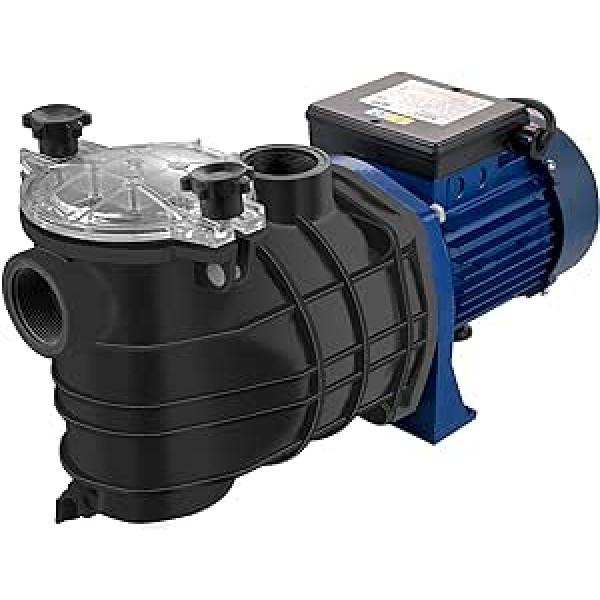 Vevor Pool Pump Filtration 18000L/H Pump Water Circulation Pump Removable Filter 1HP Plastic Pump 750W 3450RPM 50°C 2 Hoses Installation for Pools, Spas